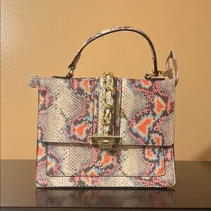 Aldo Vibrant Snake Print Satchel